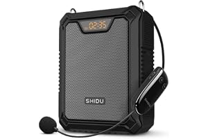 SHIDU Röstförstärkare, 30 W rösthögtalare bärbar Bluetooth-högtalare med UHF trådlös mikrofon och trådbunden mikrofon headset IPX6 vattentätt uppladdningsbart PA-system för lärare, reseguide, utomhus