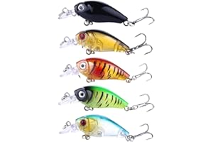 PBAHAUP 5 Pezzi Esche Artificiali Spinning, Esche Da Pesca, Crankbaits, Artificiali Spinning Esche Artificiali Per L'Uso In Acqua Dolce, Acqua Salata, Spigola, Trota (A)