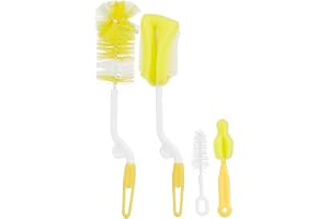 5Pcs/Set Multifunctional Sponge Cleaning Tool Cup Bottle Straw Brush Baby Feeding Nipple Brush Feeding Bottle Washing Cleaner Random Color, Yellow
