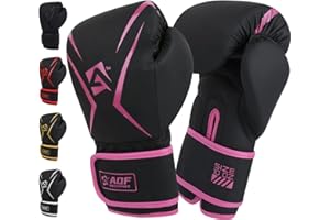 AQF Guantes Boxeo Niño, Cuero Saco De Boxeo Guantes De Boxeo, Guantillas MMA Boxing, Muay Thai, UFC Guantillas Boxeo con Capa Extra Acolchado Hombre Mujer 4 6 8 10 12 14 16 Oz