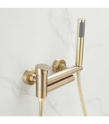 Unterputz Duscharmatur Set In Gebürstetem Gold/Schwarz/Chrom – Mit Regenduschkopf & Halter
