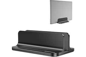 OMOTON Support Vertical réglable en Aluminium pour Ordinateur Portable pour MacBook Pro/Air, etc. (jusqu'à 17,3 Pouces), Noir