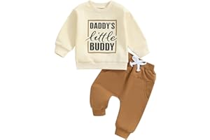 Loalirando Ensemble de Vêtement Enfant Bébé Garçon de 2 Pièces Sweat-Shirt à Manches Longues + Pantalon Taille Elastique (0-3 ans)