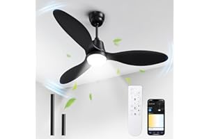 BLITZWILL Ventilatore da Soffitto con Luce, Ø132cm Ventilatori da soffitto con Illuminazione LED, Controllo App&Telecomando, 6 Velocità, 3 Colori Dimmerabile, 3 Pale, Silenzioso, Estate-Inverno,Timer
