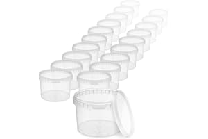 BenBow Secchio con coperchio 0,5l trasparente 100x 0,5 litri, idoneo al contatto con gli alimenti, stabile, ermetico - a prova di perdite, inodore - contenitore di plastica - vuoto