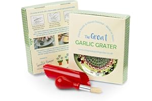 THE GREAT GARLIC GRATER Garlic Grater Plate Set with Brush and Peeler. (#Ref 14). Handmade and Hand Painted in Cordoba, Spain. Cream with Red Rim, red and Green Circles. Olive and Flowers.