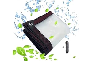 BCBIG Bâche Transparente avec Oeillets - bache Transparentes Exterieur Plastique Serre avec Impermeable terrasse bâches de Protection étanche - pour extérieur Meubles de Jardin Tente - 2x1m