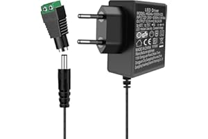 A.BIGWHALE Alimentation 12V 2A, Transformateur 12V CC 2A 24W Adaptateur Secteur, Transformateur Entrée AC 200-240V, 12V Power Supply pour LED Strip,caméra IP, Disque Dur Externe