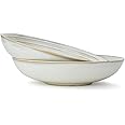 Shay Ceramic Pasta Bowl Set, 21cm, 2 Pieces, White | Glossy Finish | Porcelain Ceramic Serving Bowls | Pasta Plate | Deep Plate | Pasta Serving Plate (Reactive Pasta Plate - White)