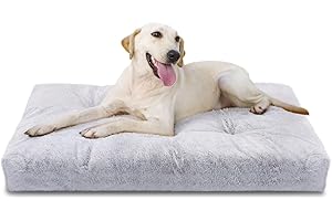 Nobleza Extra Large Dog Bed,Ultra Soft Thick XL Dog Beds Large Washable, Fluffy Calming Anti Anxiety Dog Crate Mattress Bed, Deluxe Plush Dog Mat with Anti-Slip Bottom, Grey, 110x73x10cm