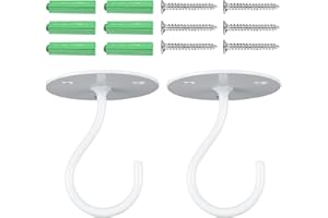 Hemoton Deckenhaken Weiß, 2 Stück Wandhalterung Für Pflanzen, Windspiele Und Laternen, Schraubbefestigung Für Innen- Und Außenbereich, Belastbar Bis 30 Kg