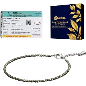 AVORA Raw Pyrite Anklet for Women | Natural Stone Jewellery for Wealth, Luck & Protection | Certified Pyrite Crystal Payal | Spiritual Healing Jewellery Gift for Girls & Women