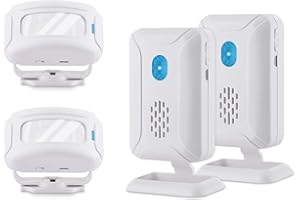 Motion Sensor Doorbell Wireless, NineLeaf Indoor Motion Sensor Alarm for Caregiver Pager, Motion Sensor Door Bell Shop Visitor Alert, Bed Alarms for Elderly with 32 Melodies for Business, Hotel, Home