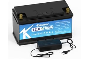 FLLYROWER KEPWORTH LiFePO4 batterie 12V 100ah avec batterie de classe A et BMS Heating Deep cycle 10000 + pour bateau solaire RV camping voiturette de golf et ainsi de suite