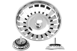 Invero Kitchen Sink Strainer Stainless Steel Sink Drainer Waste Plug - Diameter 83mm - Fits Most Sinks