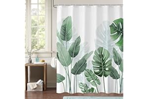 mefound Shower Curtain Green Plants Waterproof Mould Proof & Mildew Resistant Bathroom Curtains with 12 hooks,180x180cm(72x72Inch)