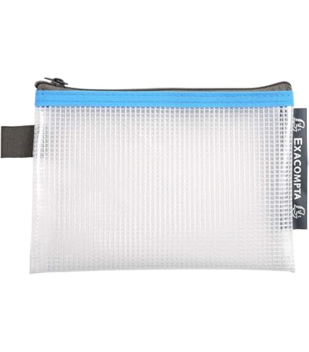 Exacompta - Ref 34150E - Zipped Transparent Mesh Pockets - Suitable For A4 Documents, 0.3mm Nylone Mesh - Suitable For Storing Documents, Accessories - Assorted Colours (Pack Of 10