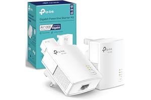 TP-Link TL-PA7017KIT 1-Port Gigabit Powerline Starter Kit, Powerline Network Adapters Data Transfer Speed up to 1000 Mbps, Ideal for HD/3D/4K Video Streaming & Online Gaming, No Configuration Required