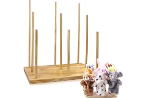 Ouvibor Wooden Puppet Stand Display Holder | Holds 9 Hand Puppets, Anti Crush Storage, Education Puppet Tree Store