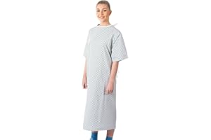 Interweave Healthcare Lapover Hospital Gown with Colour Coded Ties, Blue Diamond Print, One Size, As Used in Hospitals