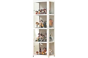 JSLJJBD Vitrina De Acrílico Vitrina Expositora para Colecciones Estanteria con Puertas Muebles De Salon Diseño De Puerta Doble, Transparente En Tres Lados, Gran Capacidad De Carga 42x33x130cm White