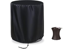 Iptienda Small Round Table Cover, 52x58cm Patio Furniture Cover Waterproof, Cooling Table Covers with Drawstring, Ice Bucket Dining Tables Covers for Outdoor Small Tables-Black