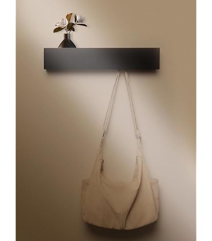 Porte-manteau Mural Avec étagère - 5 Crochets Cachés, Blanc, Bois Et Métal, 43,5 Cm - 3