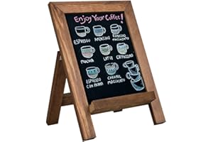 Umtiti Tabletop Chalkboard Sign, Solid Pine Wood Framed Standing Chalkboard,13" x 17" Kitchen Countertop Memo Board Décor for Home, Café, Bar, Wedding,Torched Brown(ZJHB-BN-3343N)