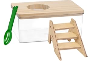 HOAAIGO Haustier Hamster Badezimmer, Hamster Sandbad mit Leiter und Schaufel, Hamster-Sandbad-Container Hamster Zubehör Transparent Acryl Dusch für Goldhamster Zwerghamster Mäuse oder Kleine Haustiere