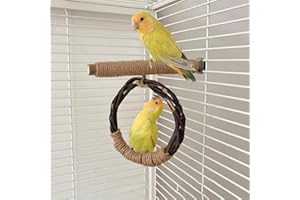 ZYYRSS Bird Wooden Swing, Bird Cage Bird Swing Toy, Parrot Swing Wood Toys Pigeon Rings Pet Toys Round Wooden Toys Bird Play Swing for Small Medium Parrots Conure Budgie Lovebirds