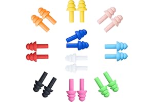JOIYHY 10 Paia Tappi Orecchie Dormire, 10 Colori Tappi per Orecchie Antirumore, Tappi Auricolari in Silicone Riutilizzabili Morbido e confortevole, per Dormire/Russare/Nuoto/Studiare/Viaggiare