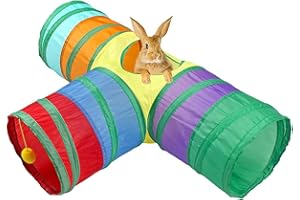 HJKIOPC Tunnel per Gatti,Bunny tunnel,tunnel per gatti a 2 vie,giocattoli per animali domestici,conigli,cani,Animali Domestici, Gatto Adatto per Interni ed Esterni(Arcobaleno,stile T)