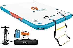 FBSPORT Inflatable Floating Dock,6ft/ 8ft/10ft Water Dock Float Platform Island Raft Mat with None-Slip Surface,6 Inch Thick PVC Construction, Air Raft Platform for Pool Beach Ocean