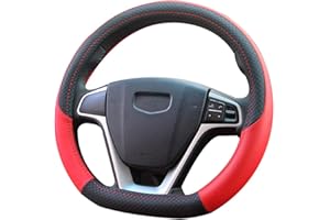 Pahajim Pokrowiec na kierownicę samochodową typu D pokrowiec na kierownicę samochodową ze skóry PU osłona kierownicy w kształcie litery D oddychająca antypoślizgowa 37-38 cm dla mężczyzn i kobiet