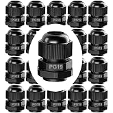 GUUZI 21pcs PG19 Cable Glands, IP68 Plastic Waterproof Adjustable 10-16mm Cable Gland Gaskets (Black)