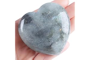 AWARDSEN 60 mm Labradorite Pierre Precieuse Naturelle Cristaux Grande Pierre de Coeur Cristaux Cœurs de Palme Pierre Précieuses Reiki Cristaux Cadeaux pour Femme