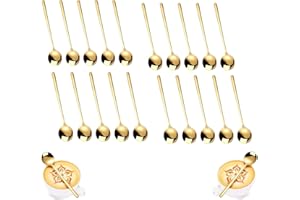 BULL TIGER PRESTIGE Cucchiai Da Caffè Rotondi Dorati, 20 Pezzi in Acciaio Inox, Piccoli Cucchiaini Da Tè e Dessert