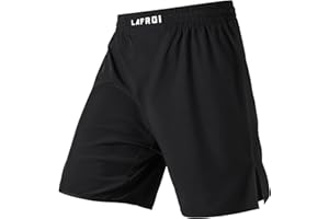 LAFROI Mens Boxing Shorts Jiu Jitsu MMA Cross Training Fighting Trunks Activewear with Drawstring-QJK06
