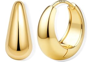 FIOROYAL Pendientes De Aro De Plata De Ley Para Mujer Pendiente Chapado En Oro De 14K Quilates Pendiente De Aro Pequeño Hipoalergénico Para Mujer Pendientes Huggie De Oro De Moda（Oro/Plata）