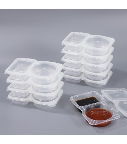 Ahorasky Wiederverwendbare Snackbox Aus Silikon – Doppelfach Mit Deckel Für Saucen, Gewürze & Snacks, Set Mit 2 Stück