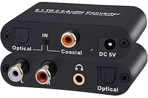 Przetwornik audio DAC, Tendak 5.1 cyfrowy konwerter audio, optyczny Toslink SPDIF, koncentryczny do SPDIF, cinch L/R 3,5 mm, adapter audio Aux, cyfrowy na analogowy konwerter audio