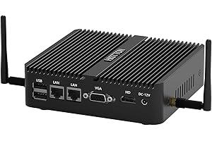HISTTON Mini PC Fanless, PC Industriale Celeron J4125, DDR4 8GB RAM 128GB SSD, Micro PC, 2 LAN, Wifi, BT4.0, Mini PC Industriale con 2 RS232 COM, HD, VGA, USB3.0, Mini Computer Desktop Windows 10 Pro