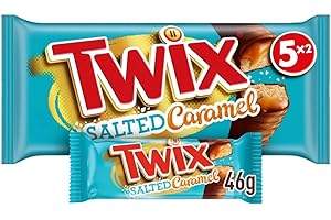 TWIX Caramel Salé - Barre Chocolat au Lait, Caramel Beurre Salé & Biscuits - 5 Sachets Individuels de 2 Barres Chocolatées - 230g