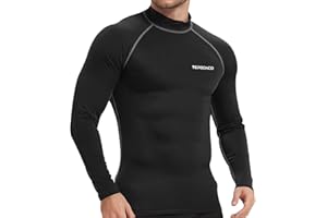 TERODACO Rash Vest Mens Long Sleeve Swimming Shirts for Men UV Sun Protection Compression Wetsuit Top Mens Diving Surfing Rash Guard Base Layer,Fast Dry Stretchy Breathable