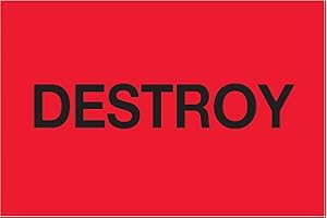Tape Logic Shipping & Handling Label, Legend"Destroy", 3" L x 2" W, Fluorescent Red, Roll of 500 (DL1146)