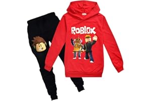 Temolie Roblox Game Sweatshirt Boys Hoodies Girls Kids Outfits Cartoon Characters Pullover Cotton Trousers Clothes 2Pcs Sets