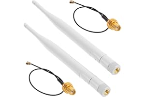 MESHNOLOGY 2 PACK 868MHz LORA Antenna 5DB Gain Omni SMA Male Connector + RF Antenna Adapter Cable (White)