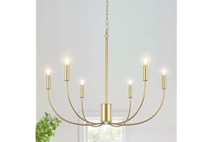 MRHYSWD Gold Kronleuchter Modern Vintage 6 Flammig Pendelleuchte Gold Deckenlampe Hängend Mit E14 Fassung, Metall Kronleuchter Wohnzimmer Schlafzimmer Küche Esstisch Esszimmer Flur (Ohne Glühbirnen)