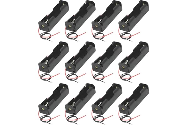 GTIWUNG 12Pcs 3.7 V 18650 Support de Batterie Boîtier en Plastique Boîte de Rangement avec Wire Leads (1 Gouttes)