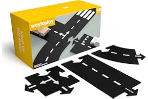Waytoplay Circuit King of The Road de 40 pièces pour Petites Voitures - Circuit Flexible, indestructibe et étanche - Circuit de Voiture à Assembler de 6,48m - Made in Pays-Bas